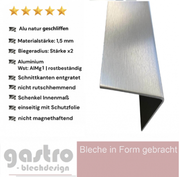 Aluwinkel natur geschliffen in 1,5mm Materialstärke